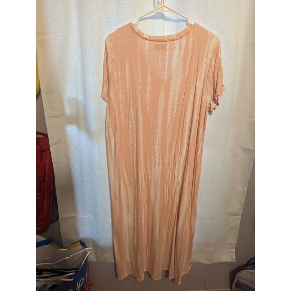 Mud Pie Women's Size Medium Peach Tye Dyed Long Maxi Dress Summer - Picture 8 of 15